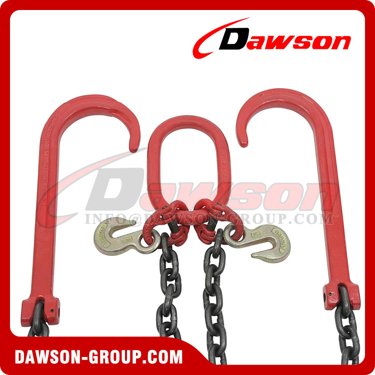 3/8'' x 2' Leg G80 V Bridle Tow Chain with Two 15'' J