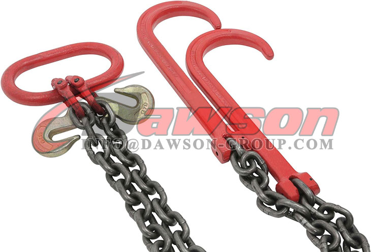 3/8'' x 2' Leg G80 V Bridle Tow Chain with Two 15'' J-Hook & Eye Cradle Grab  Hook, 7100 LBS WLL Long Shank J Hook Transport Tow Truck Chain for Car  Towing