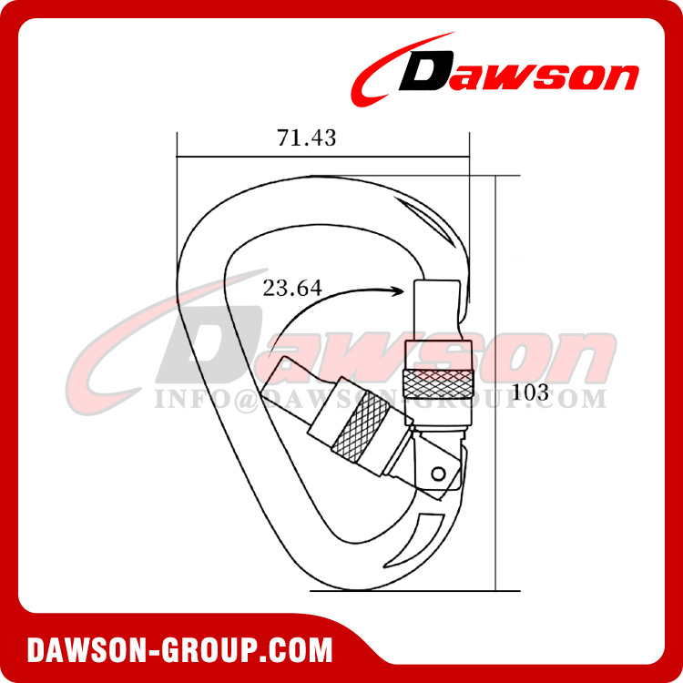 DSJ-T1805N Aluminum Material For Custom Round Shape Carabiner, 28Kn Gate 23 A7075 Auto Locking Carabiner