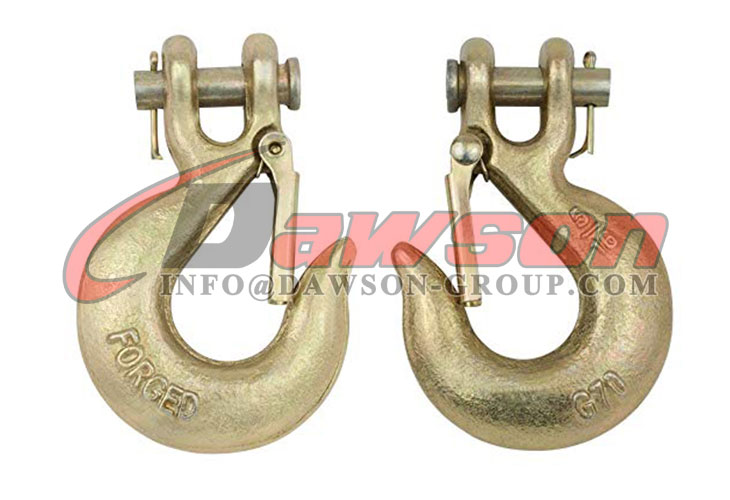 Tow Hooks 4-Pack Grade 70 Clevis Slip Hooks With Latch - 3/8" Tow Chain Hooks, 6600 Lb Capacity Trailer Safety Chain Hooks - Foto 3