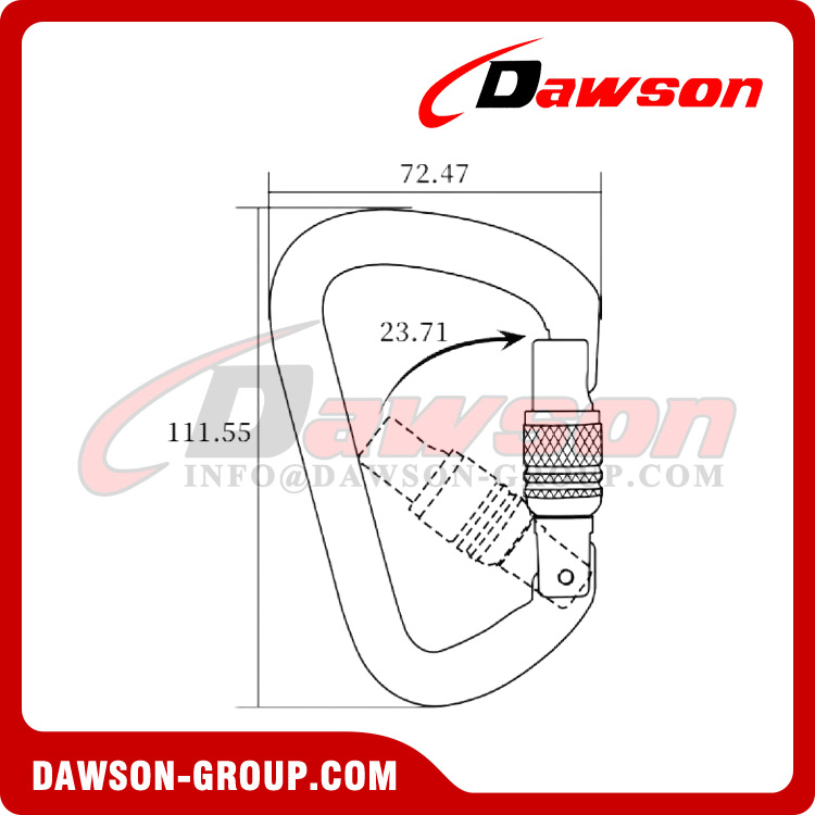 DSJ-T1809N Aluminum Material For Custom Round Shape Carabiner, 26Kn Auto Lock Climbing Aluminum Carabiner