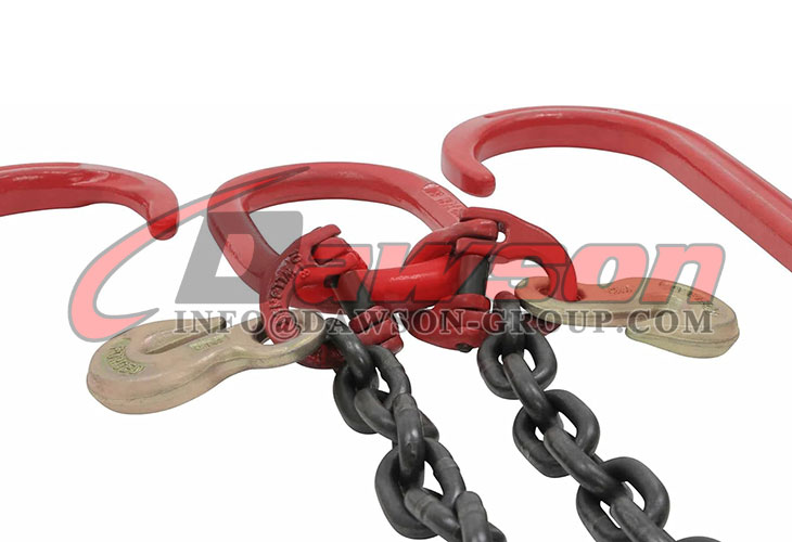 3/8'' x 2' Leg G80 V Bridle Tow Chain with Two 15'' J-Hook & Eye Cradle  Grab Hook, 7100 LBS WLL Long Shank J Hook Transport Tow Truck Chain for Car  Towing