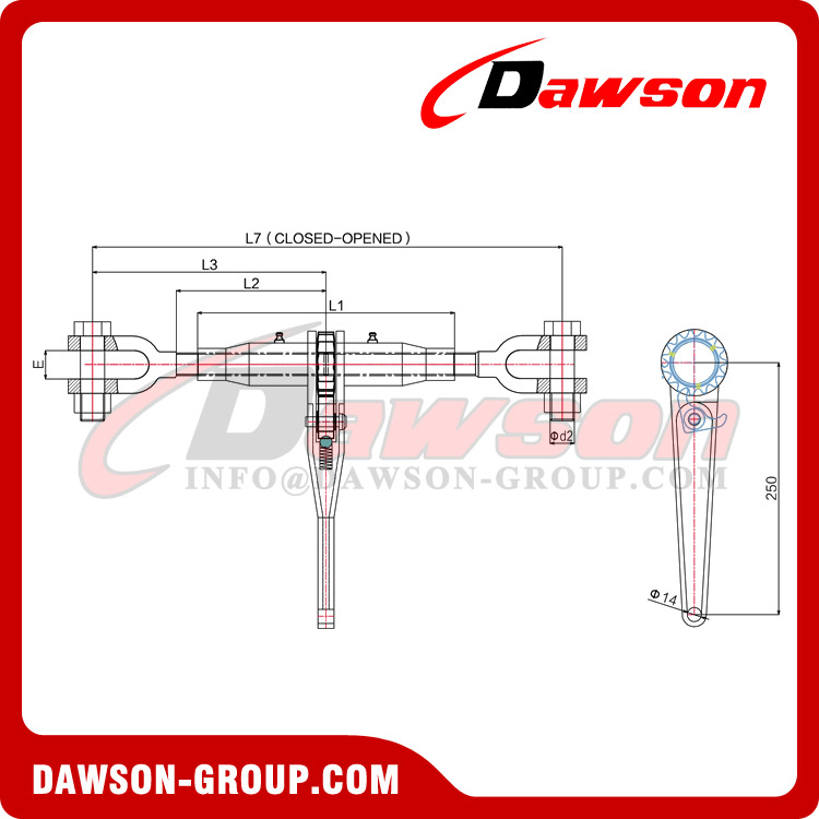 DS-RT-JJ-S S Heavy Duty Ratchet Turnbuckle Jaw & Jaw, Ratchet Handle Standard