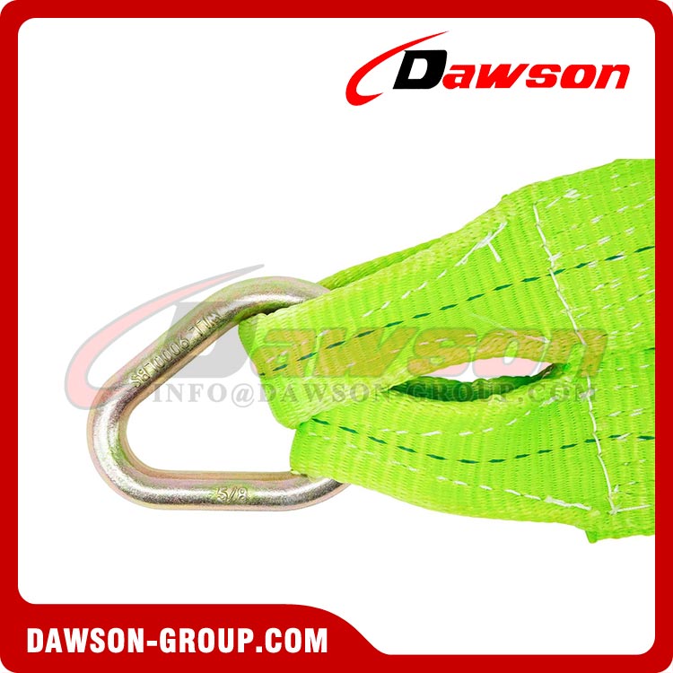 Tow Straps V Bridle 3''×24'' with RTJ Clusters, Hi VIZ/HI Abrasion Green Webbing, 4700 lbs WLL, Recovery V Strap with Reinforced Webbing for Towing, Wrecker, Rollback, Car Hauler