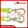 V Bridle Tow Strap 3'' x 36'' with 8'' Mini J Hooks, T-J Hooks, Hi VIZ High Abrasion Green Webbing, 5400 lbs WLL, Recovery V-Strap with Reinforced Webbing for Towing, Wrecker