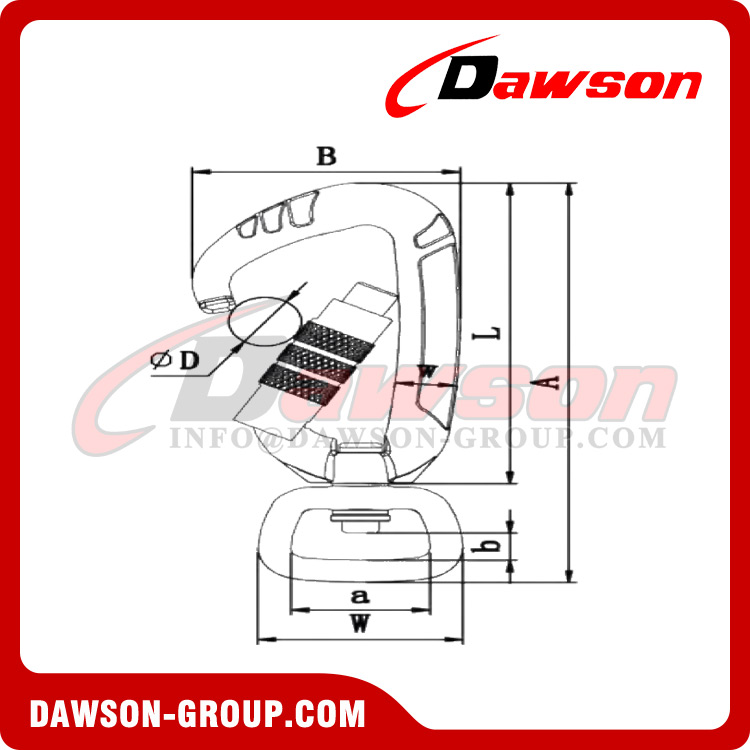 DSJ-A1305TN+A Aluminium Material For Custom D Shaped Swivel Carabiner, Auto Locking Swivel Carabiner Hook