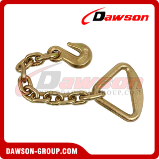 3/8'' Grab Hook with 18'' Chain Anchor 4'' Delta Ring Tow Wrecker Hauling Tie Down