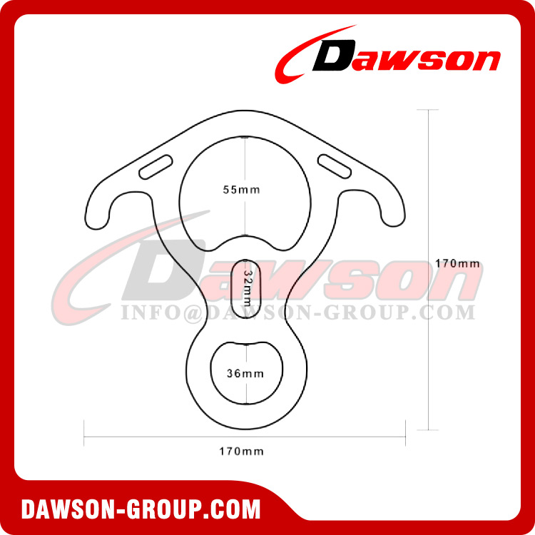 DSJ-A3026 Aluminum Bull Horn Figure 8 Ring, 50kn Rescue Figure 8 Descender