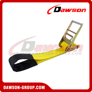 Underlift Tie Down 4'' Heavy Duty Strap with Ratchet for Towing, Under Reach Tie-Down Straps, Used to Wrap The Underlift Bar and Vehicle Axle to Tow