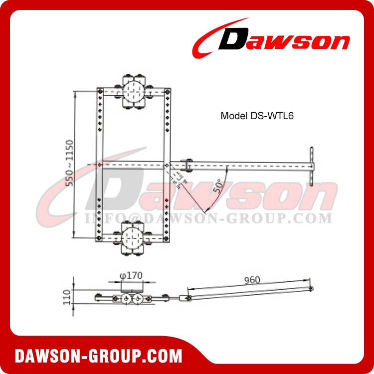 DS-WTL6 DS-WTL12 Series Tandem Trolley for Heavy Loads, Tandem Dolly, Transport Trolleys