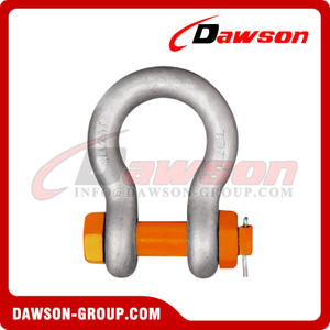 DAWSON® ORANGEPIN® Grade T8 DG2140 Forged Alloy Steel Bow Shackle with Safety Pin, G8 Class Bolt Type Anchor Shackle