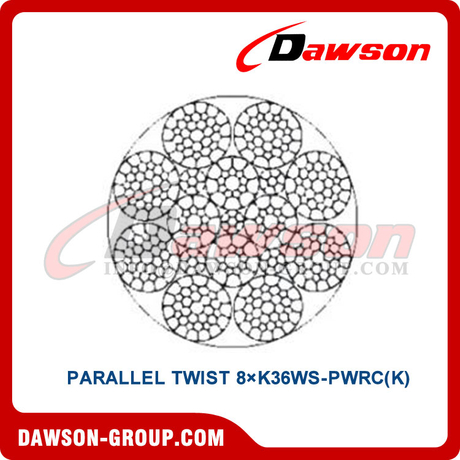 Type Kc Wire Rope Steel Wire Rope Construction, Parallel Twist 8×K36WS-PWRC(K), Wire Rope ...