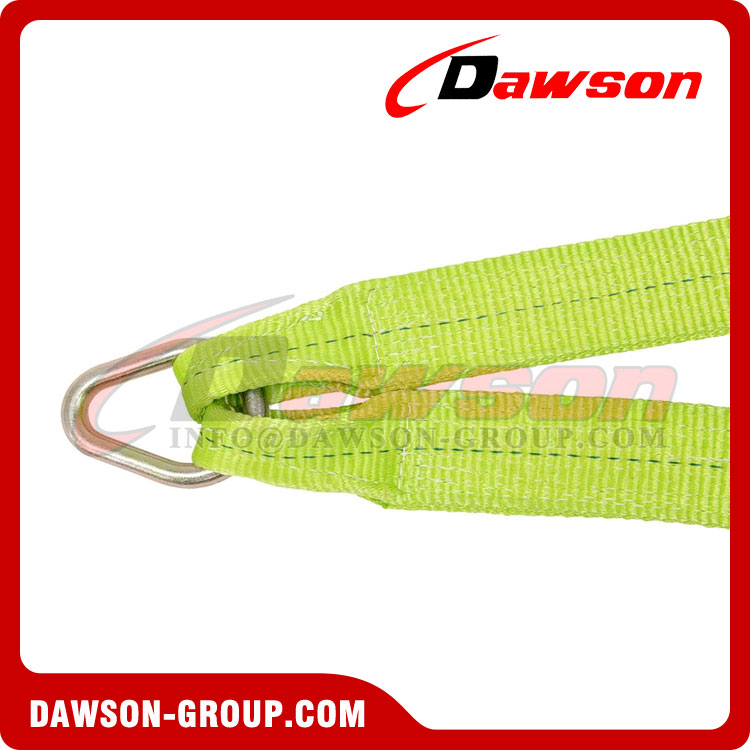 V Bridle Tow Strap 3'' x 36'' with 8'' Mini J Hooks, T-J Hooks, Hi VIZ High Abrasion Green Webbing, 5400 lbs WLL, Recovery V-Strap with Reinforced Webbing for Towing, Wrecker