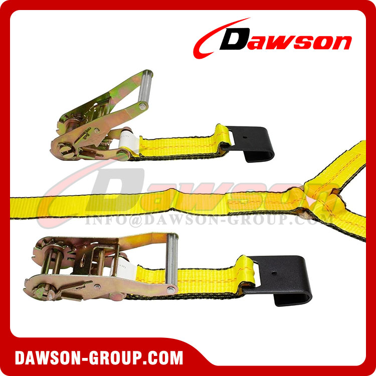 2'' x 10' Car Tie Down Lasso Ratchet Strap with Flat Hook & Double