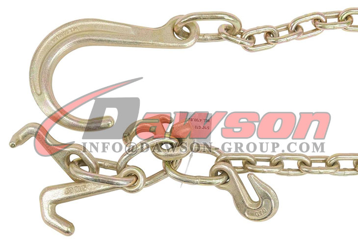 5/16''x6' Leg G70 15'' Long Shank J Hook Tow Chain with RTJ Cluster Hook &  Grab Hook, 4700 lbs WLL Heavy Duty Transport Truck Chain for Car Wrecker  Recovery, Towing Equipment 