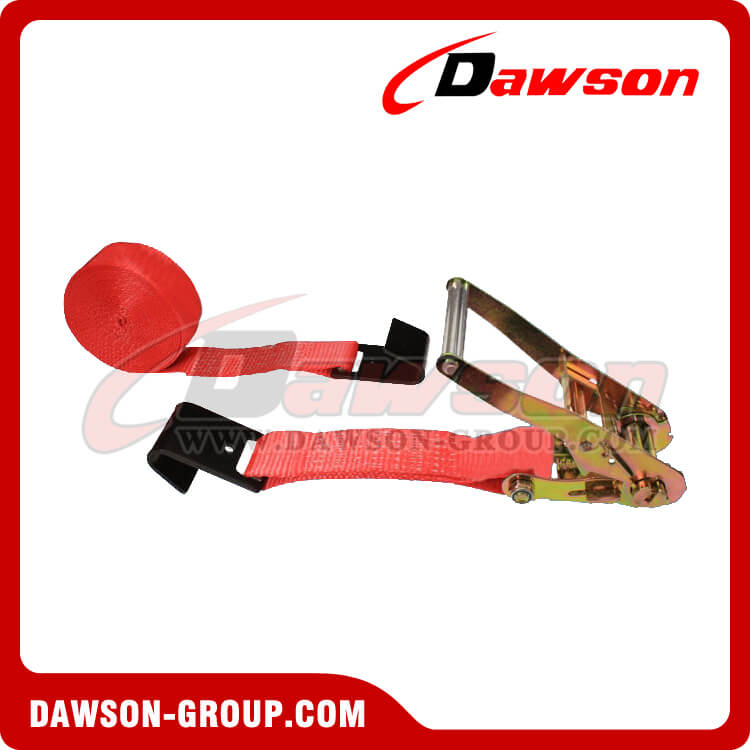 2 inch 18 feet RED Ratchet Strap with Black Flat Hook