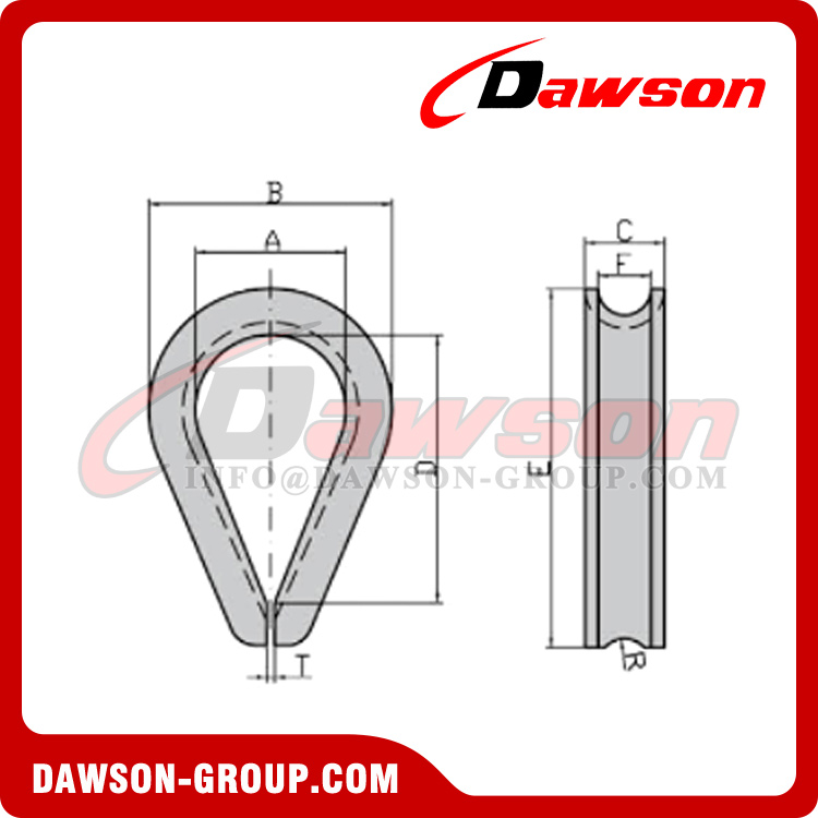 DAWSON DG-414 Extra Heavy Duty Wire Rope Thimbles, U.S. Type