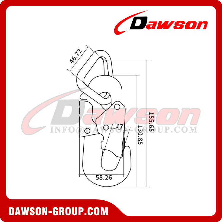 DSJ-2053 Small Steel Hook, Mini Sheet Steel Safety Snap Hook