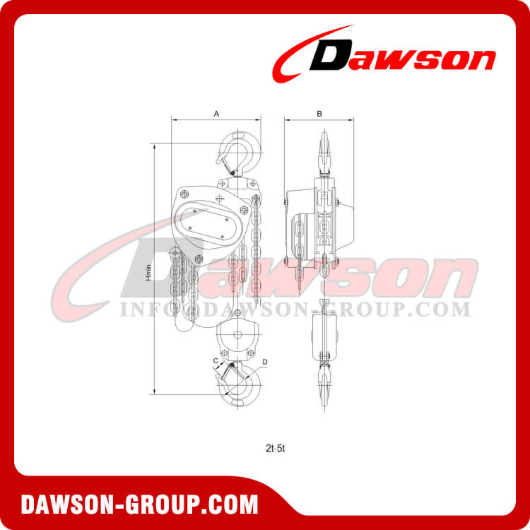 DAWSON DS-ST-C AS/NZS1418.2-1997 Stainless Steel Chain Hoist, SS Chain Block, Manual Chain Hoist