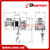 DAWSON DS-NJ Stationary Electric Wire Winch, Electric Wire Rope Hoist Wireless Remote Controller