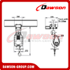 DAWSON DS-TNX Series Light Weight Suspension Type Wire Winch with a Monorail Trolley