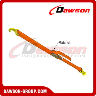 DS-CL-34/3/50 MBL 12T 50MM Tralier Lashing Belt Webbing with Ratchet, Forged Elephant Hook & Fixed Type J Hook