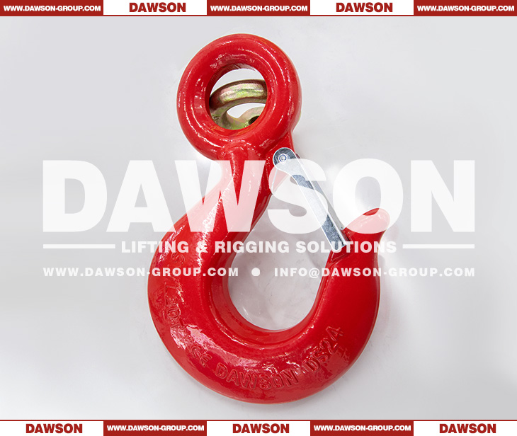 DAWSON DS130 320A Grade 70 G70 WLL 0.75-30T Forged Alloy Steel Eye Hoist Hook with Latch, 320C G43 Grade 43 WLL 0.5-20T Forged Carbon Steel Eye Hoist Hook - Dawson Group Ltd. - China Supplier