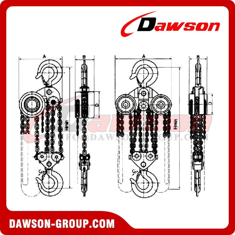0.5T 1T 1.5T 2T 3T 5T 10T 20T Round Chain Block, Manual Chain Hoist for ...
