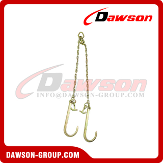 DAWSON G70 V-Chain Assembly, Pear Link with Grab Hooks on Top, Grade 70 V-Chain Bridle with 15'' J Hooks & Hammerhead