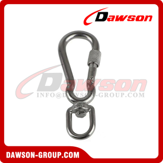 Stainless Steel 304 Swivel Ring Snap Hook with Screw Nut for Dog Leash, SS316 Gourd Type Carabiner Screw Swivel Snap Hook for Climbing Pet