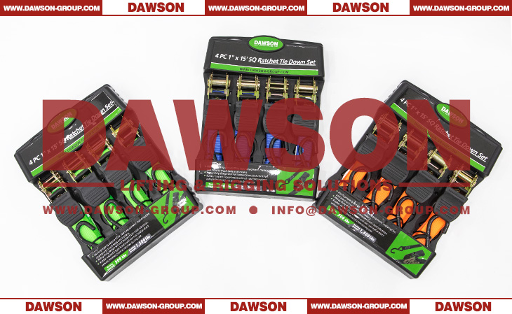 DAWSON DSRTDS-101 4PCS 1&times;15 Square Ratchet Tie Down Straps Set for Cargo Securing - Dawson Group Ltd. - China Supplier, Factory (2)