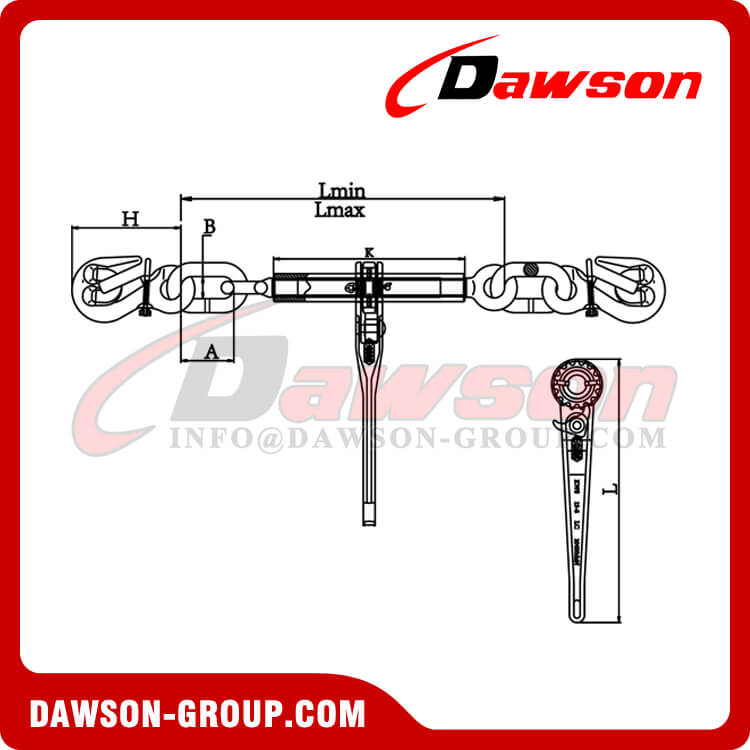 DS670 G80 Ratchet Binder With Safety Hooks to EN 12195-3, Grade 80 LoadBinder for Lashing