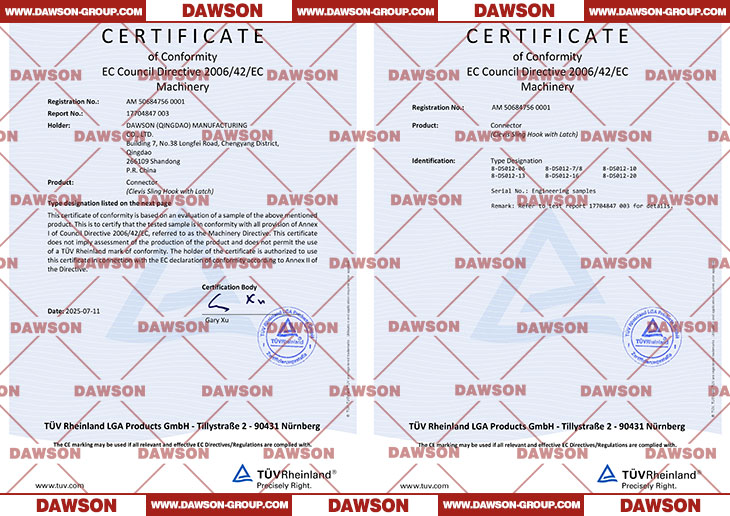 DS012 G80 Clevis Sling Hook with Cast Latch with TUV CE Certificate - Dawson Group Ltd. - China Manufacturer, Supplier, Factory
