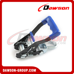 DAWSON 35MM X 3T X 200MM Ratchet Lashing Buckle with Extra Long Blue Rubber Handle with Safety Lock and Swivel J Hook, Lashing Buckle