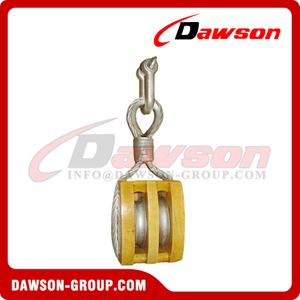 DS-B144C JIS Tightwire Double Wheel Wooden Block with Shackle