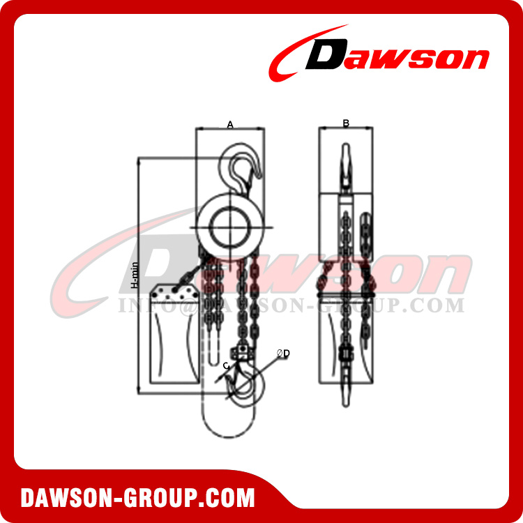 DSS-A 0.5T - 10T Stainless Steel Chain Hoist / Pulley Chain Block for Lifting