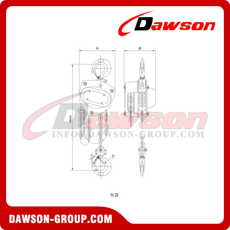 DAWSON DS-ST-C AS/NZS1418.2-1997 Stainless Steel Chain Hoist, SS Chain Block, Manual Chain Hoist