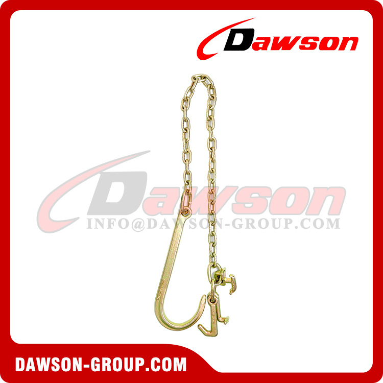 DAWSON G70 Tow Chain with 15'' J Hook on One End with Grab Hook for Large Vehicles