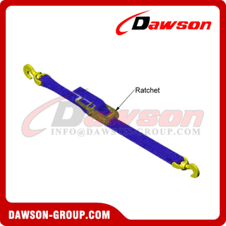 DS-CL-33/3/75 MBL 20T 75MM Tralier Lashing Belt Webbing with Ratchet, 2 Forged Swivel J Hooks