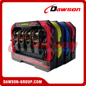 DAWSON DSRTDS-102 4PCS 1"×15' Square Ratchet Tie Down Straps Set for Cargo Securing