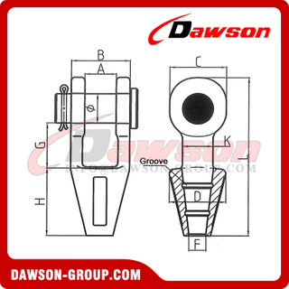 DS521-DG416F ​DAWSON Drop Forged Open Socket, Open Wire Rope Sockets