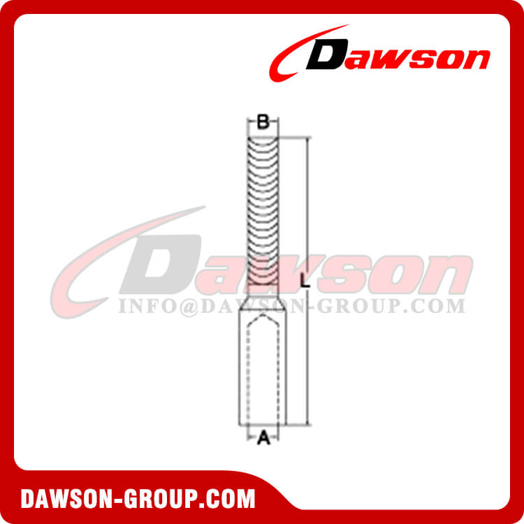 Stainless Steel Swage Stud with External Thread