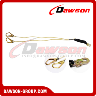 Aramid Fire-Resistant Double Safety Lanyard with Shock Absorber, Fire Resistant Lanyard