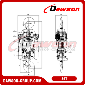 DSVD-35T 35T 35000KG Heavy Duty Chain Hoist, Manual Chain Block for Building Projects
