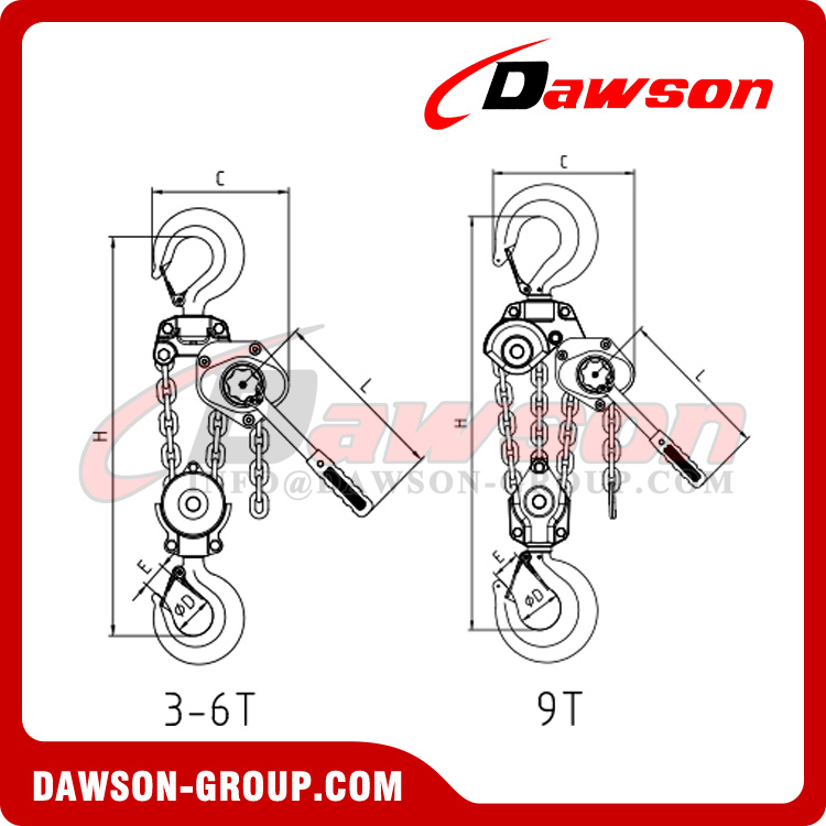 DSVM 0.25-12 Ton Aluminum Lever Block, Aluminum Lever Hoist