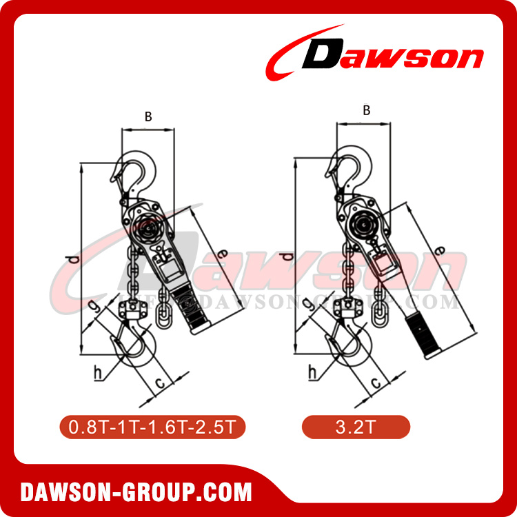 DSVG 0.8T - 9T Lever Block, Manual Lever Hoist for Lifting Goods