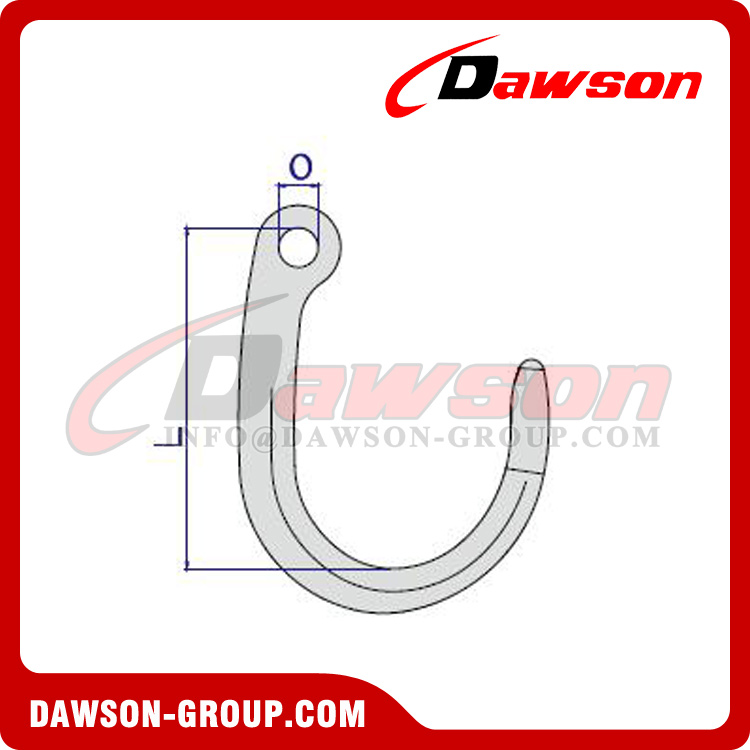 G70 8'' 15'' Forged Alloy Steel Eye Type J Type Hook with Round Hole