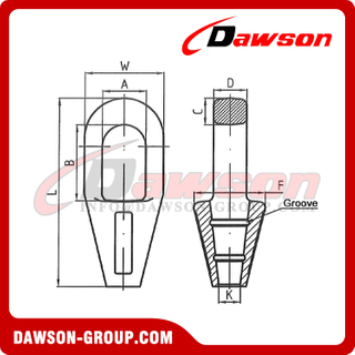 DS522-DG417F ​DAWSON Drop Forged Closed Socket, Closed Wire Rope Sockets