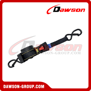 DSSLRS0010 1''X15FT Automatic Retractable Ratchet Tie Down Straps with Non-damping Version and Push Button Release, 25MMX4.5M MBL 800KGS Cargo Lashing Belt