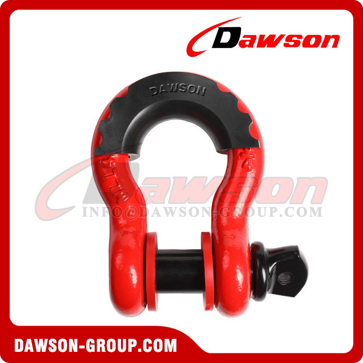 Dawson Drop Forged Bow Shackle with PU Protection for Towing & Recovery Strap, S6 Screw Pin Anchor Shackles